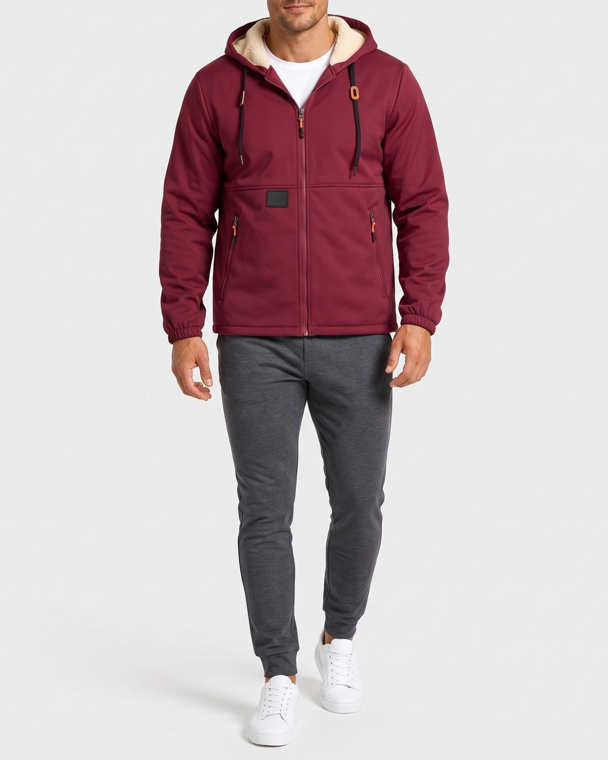 Men's solid color pullover hooded jacket