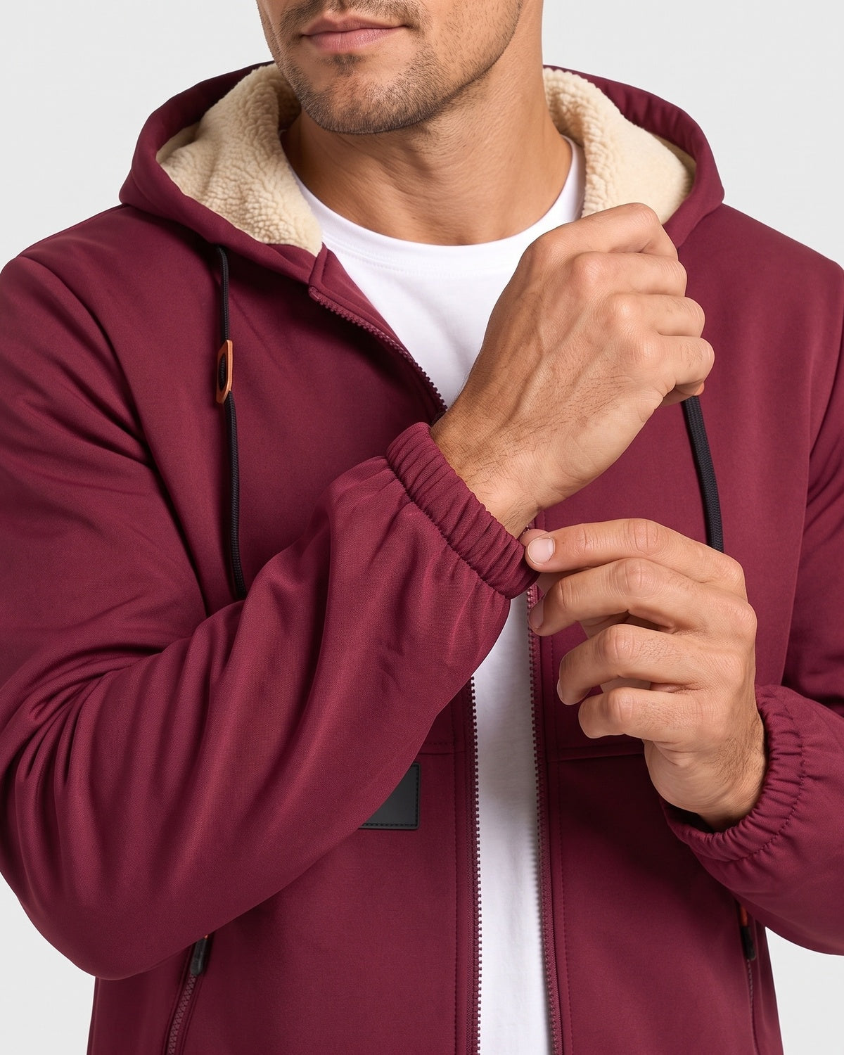 Men's solid color pullover hooded jacket