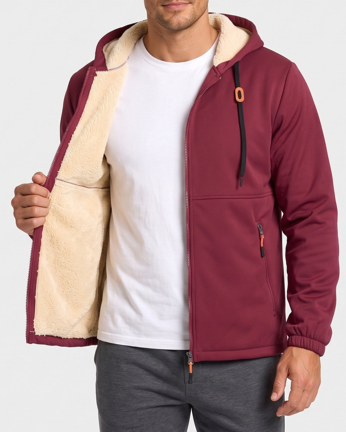 Men's solid color pullover hooded jacket