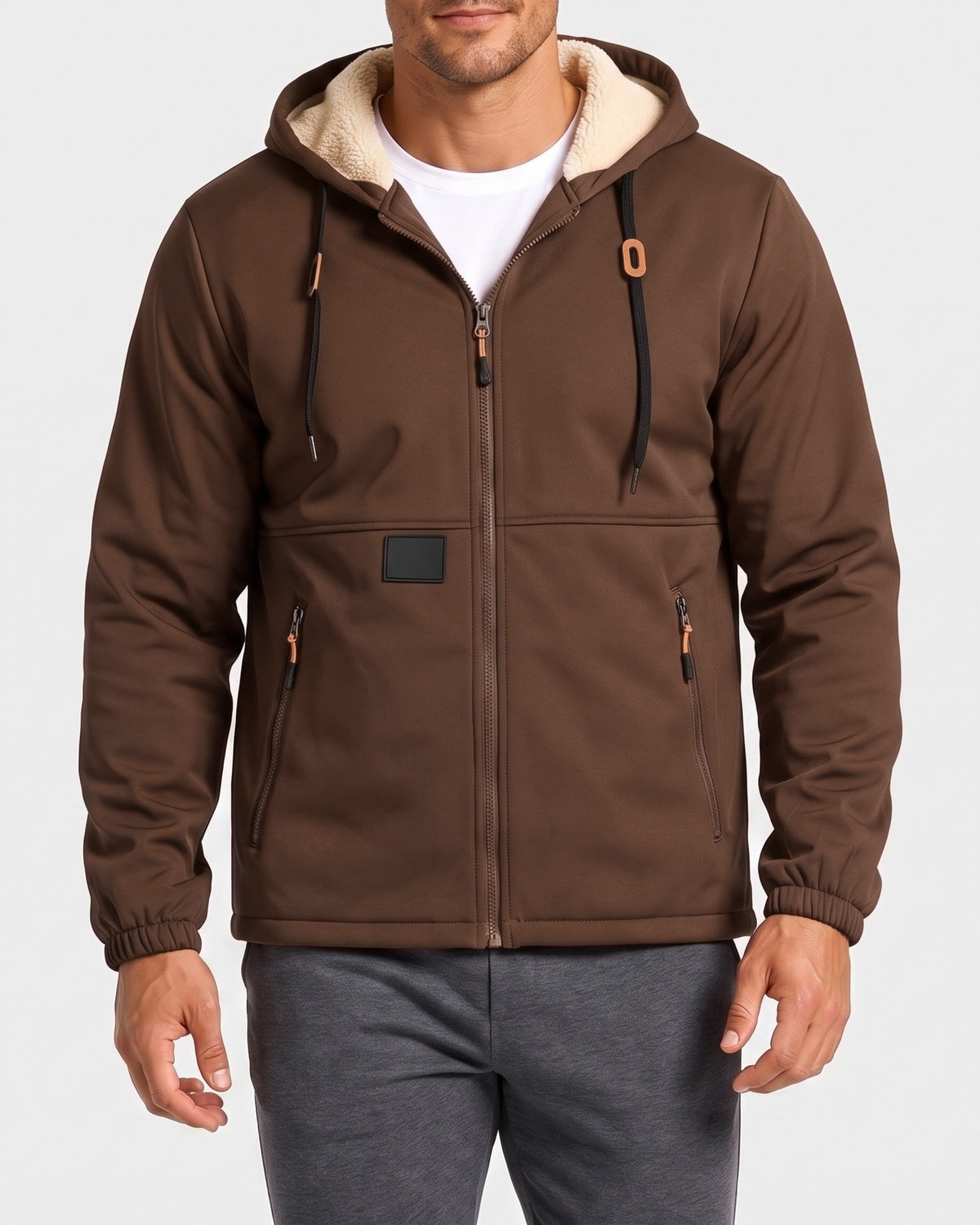 Men's solid color pullover hooded jacket