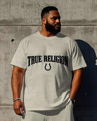 Big Men's 2-Piece Set TRUE RELIGION Printed 2-Piece Short Sleeve T-shirt Pants Set