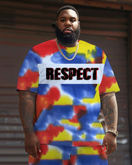 Street Casual Colorful Tie-Dye Respect Letter Print Large Men's Suit