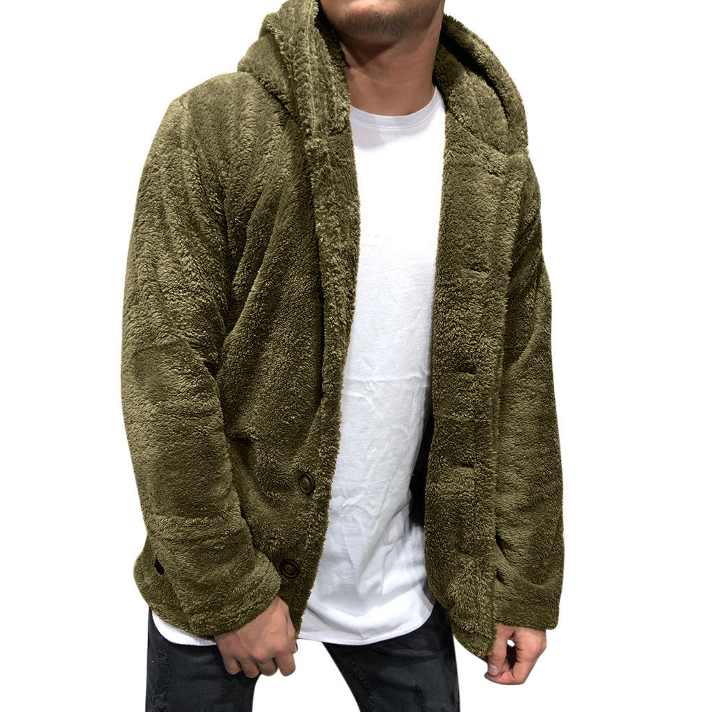 Big & Tall Men's Solid Color Hooded Velvet Jacket Cardigan M-3XL