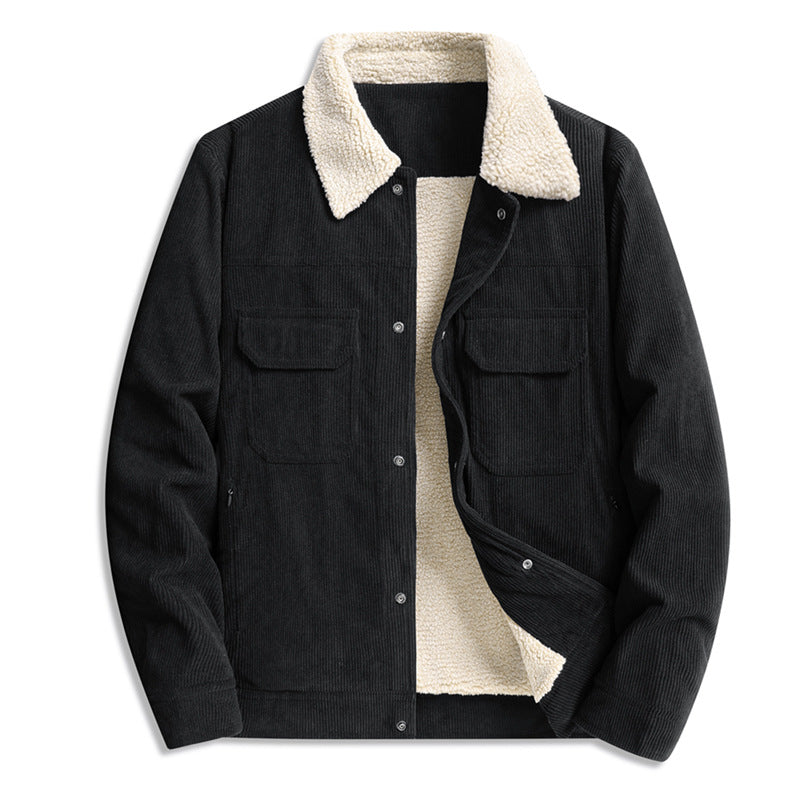 Big & Tall Men's Thickened Lamb Corduroy Casual Jacket L-9XL