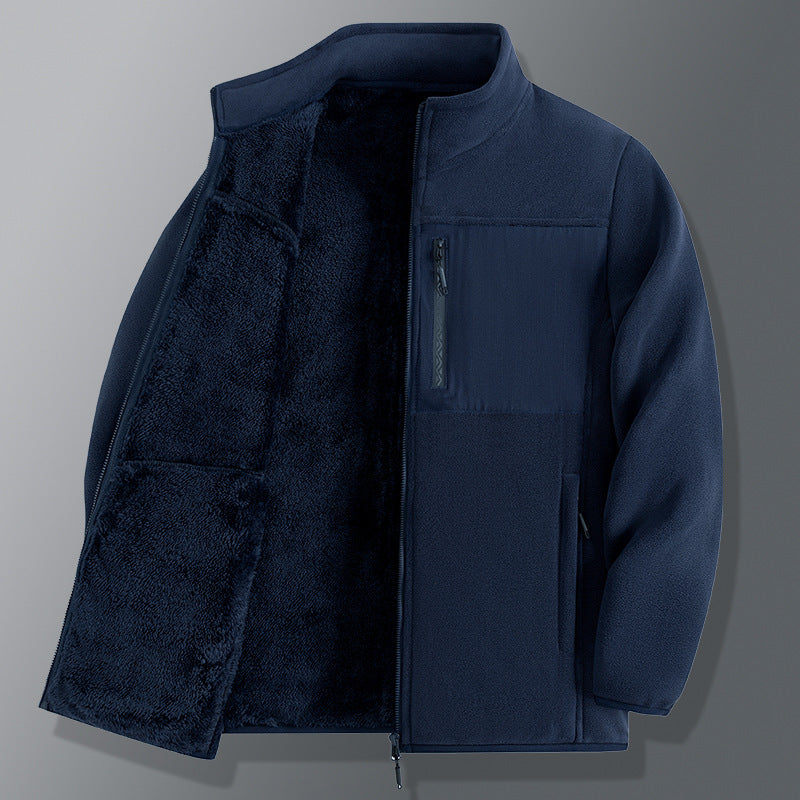 Big & Tall Men's Solid Color Padded Ollie Velvet Stand Collar Warm Coat M-5XL