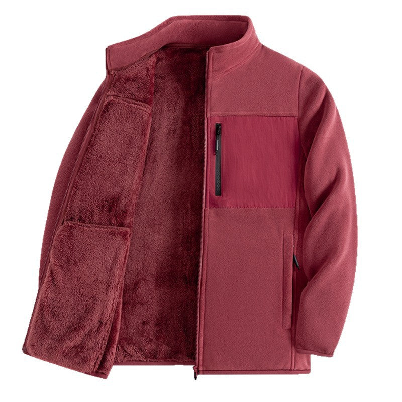 Big & Tall Men's Solid Color Padded Ollie Velvet Stand Collar Warm Coat M-5XL