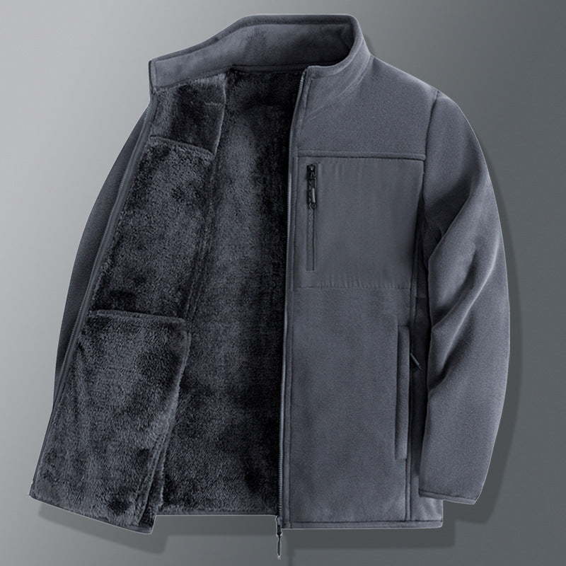 Big & Tall Men's Solid Color Padded Ollie Velvet Stand Collar Warm Coat M-5XL