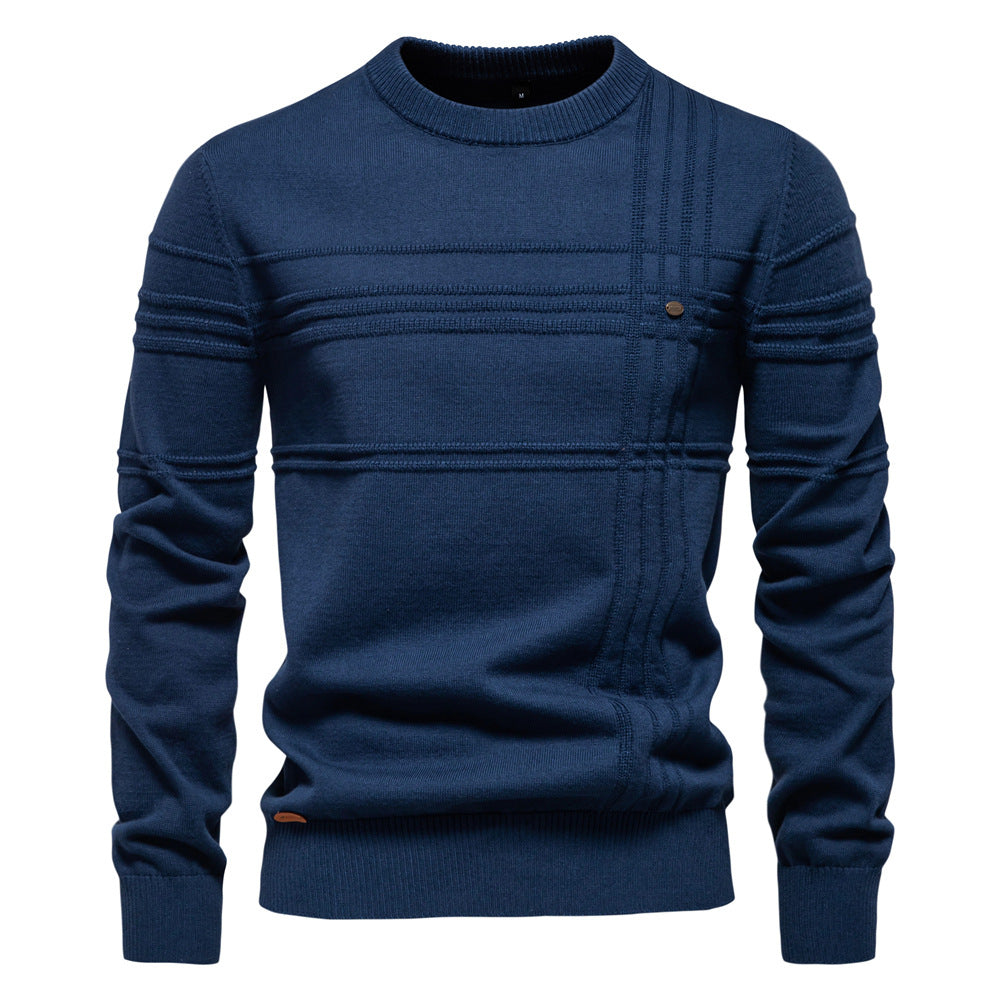 Big & Tall Men's Simple Jacquard Saffiano Crewneck Pullover Sweater S-2XL