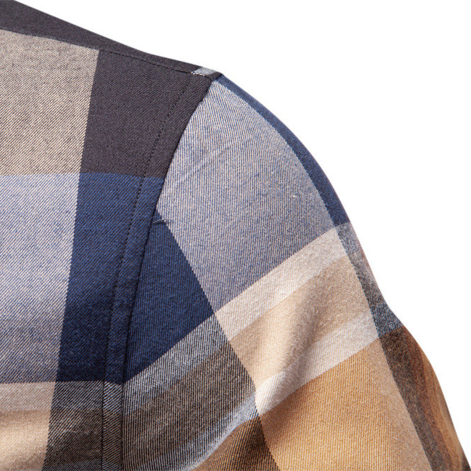 Big & Tall Men's Business Check Cotton Long Sleeve Shirt S-2XL