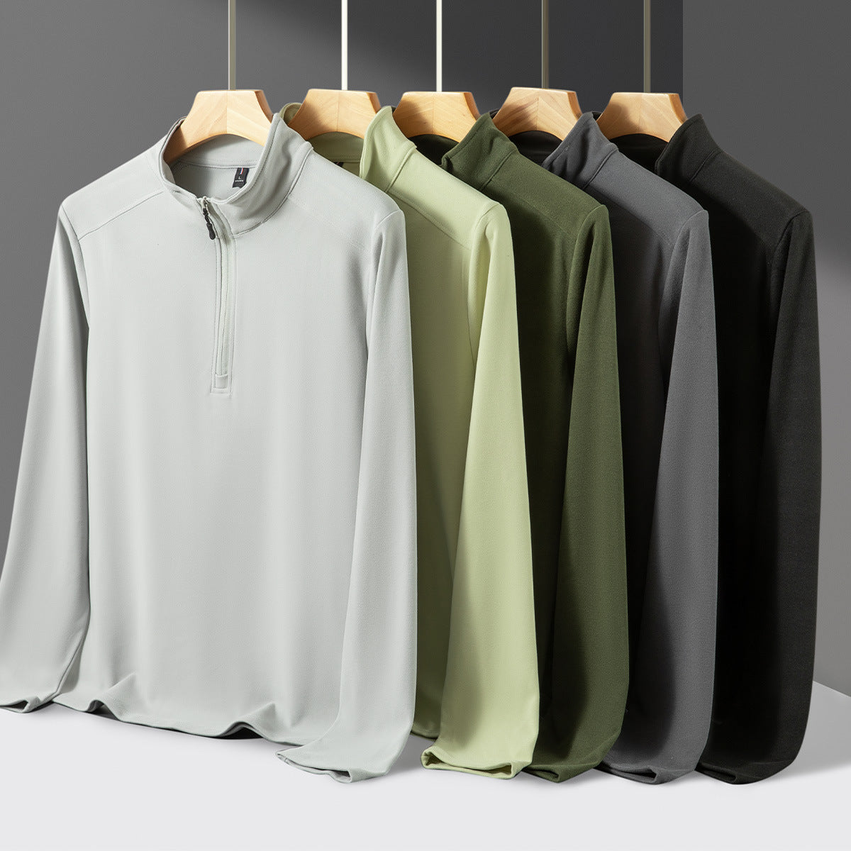 Big & Tall Men's Velvet Stand Collar Half Zipper High Collar Sweater M-4XL