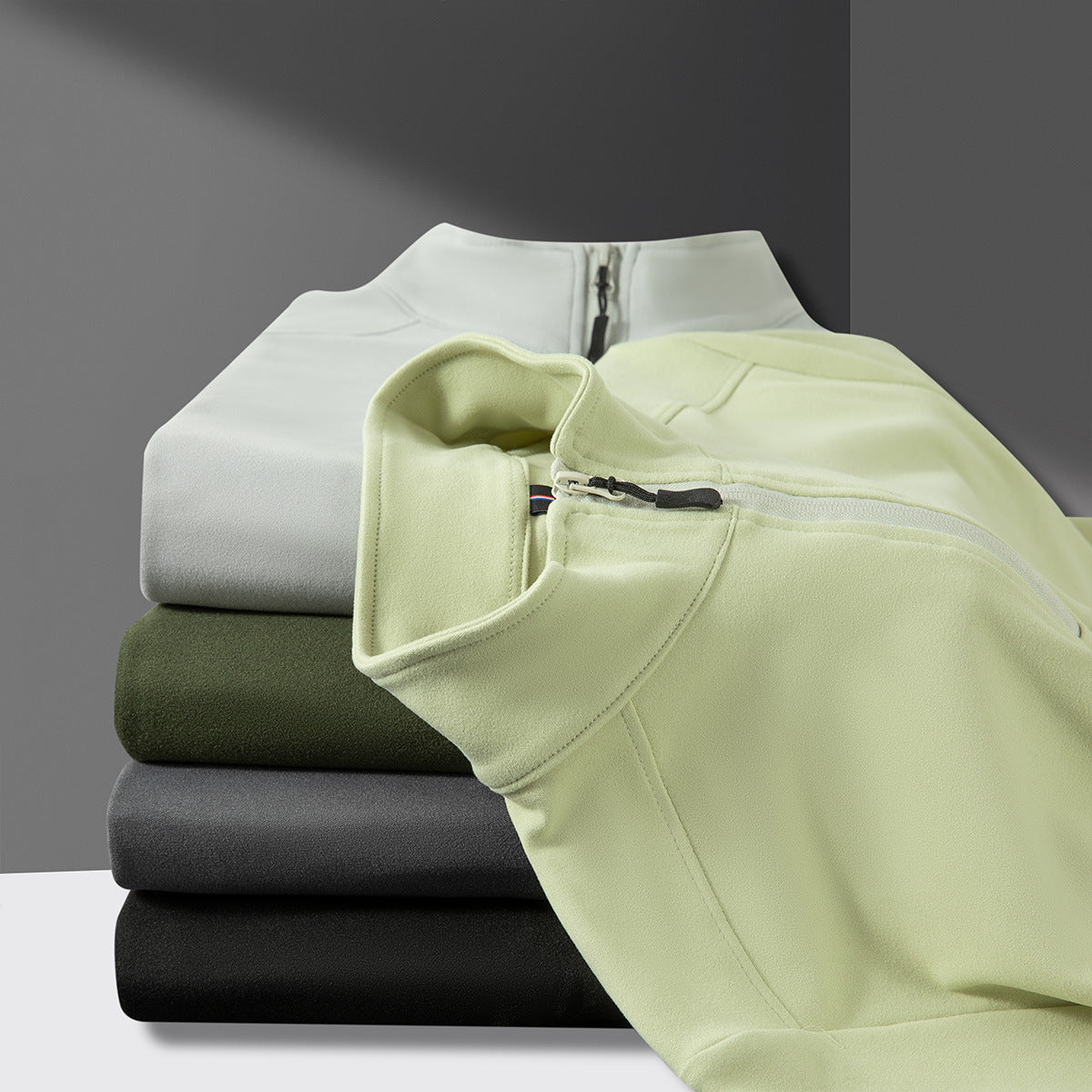 Big & Tall Men's Velvet Stand Collar Half Zipper High Collar Sweater M-4XL