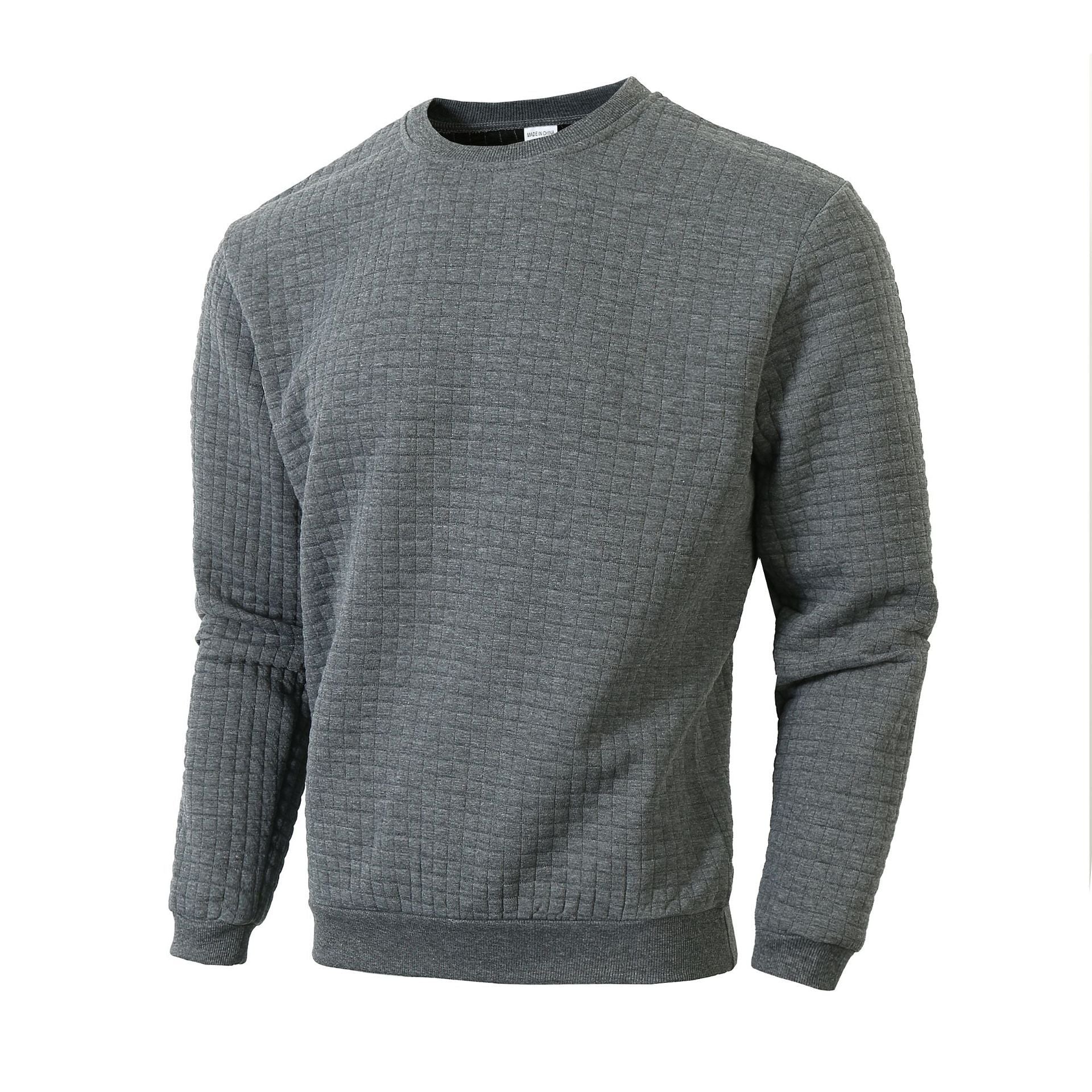 Big & Tall Men's Slim Fit Solid Color Crewneck Long Sleeve Small Square Casual Base Wear S-3XL