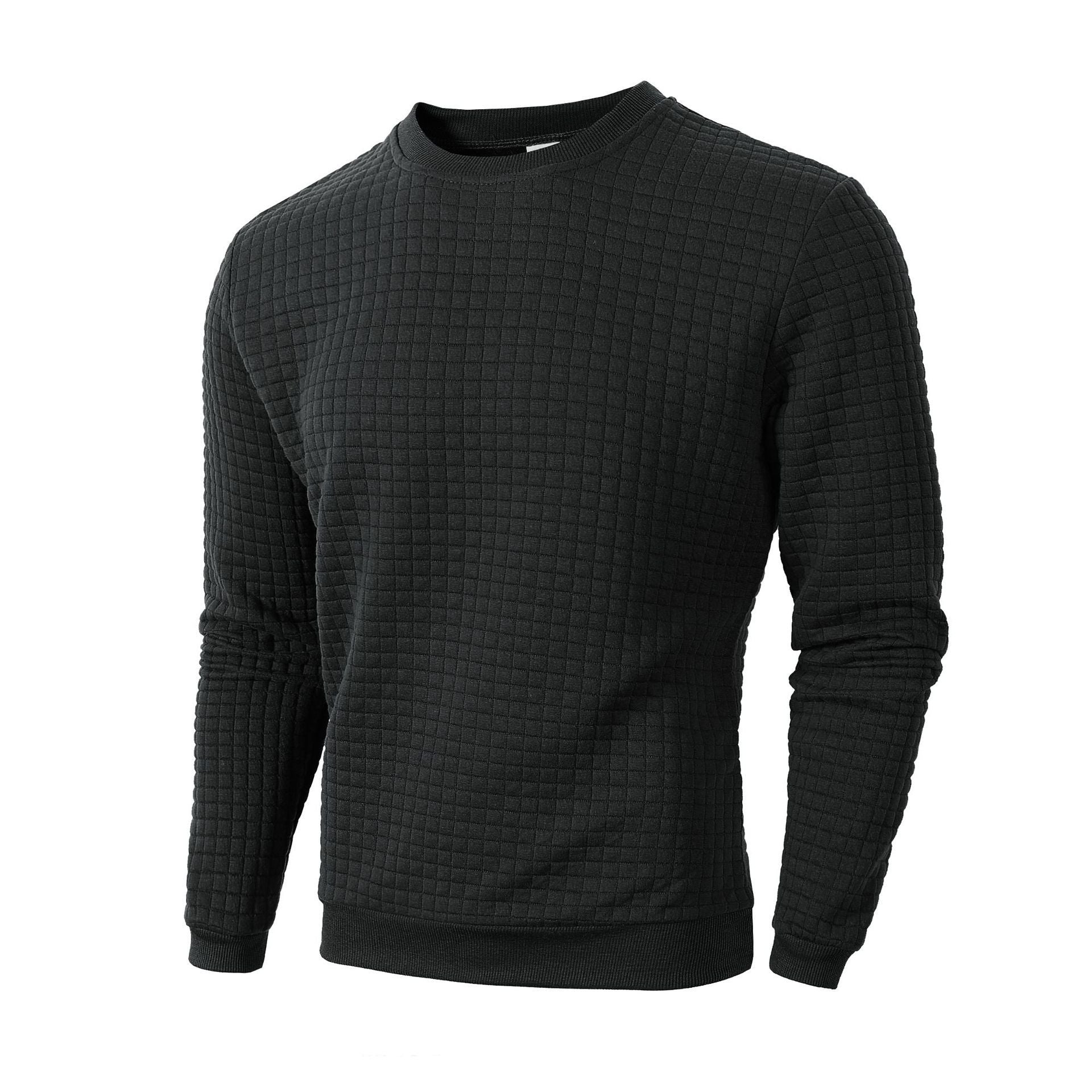 Big & Tall Men's Slim Fit Solid Color Crewneck Long Sleeve Small Square Casual Base Wear S-3XL