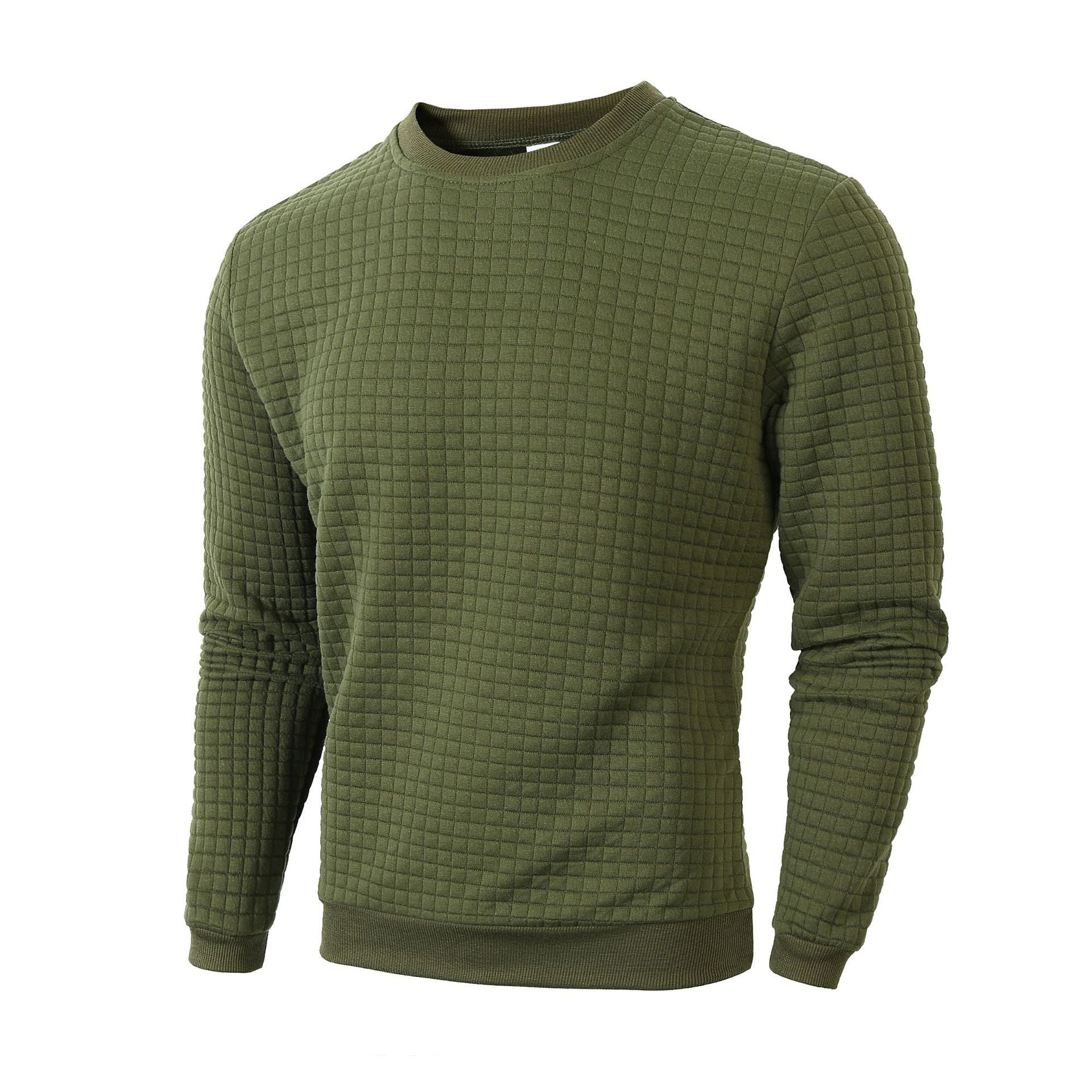 Big & Tall Men's Slim Fit Solid Color Crewneck Long Sleeve Small Square Casual Base Wear S-3XL