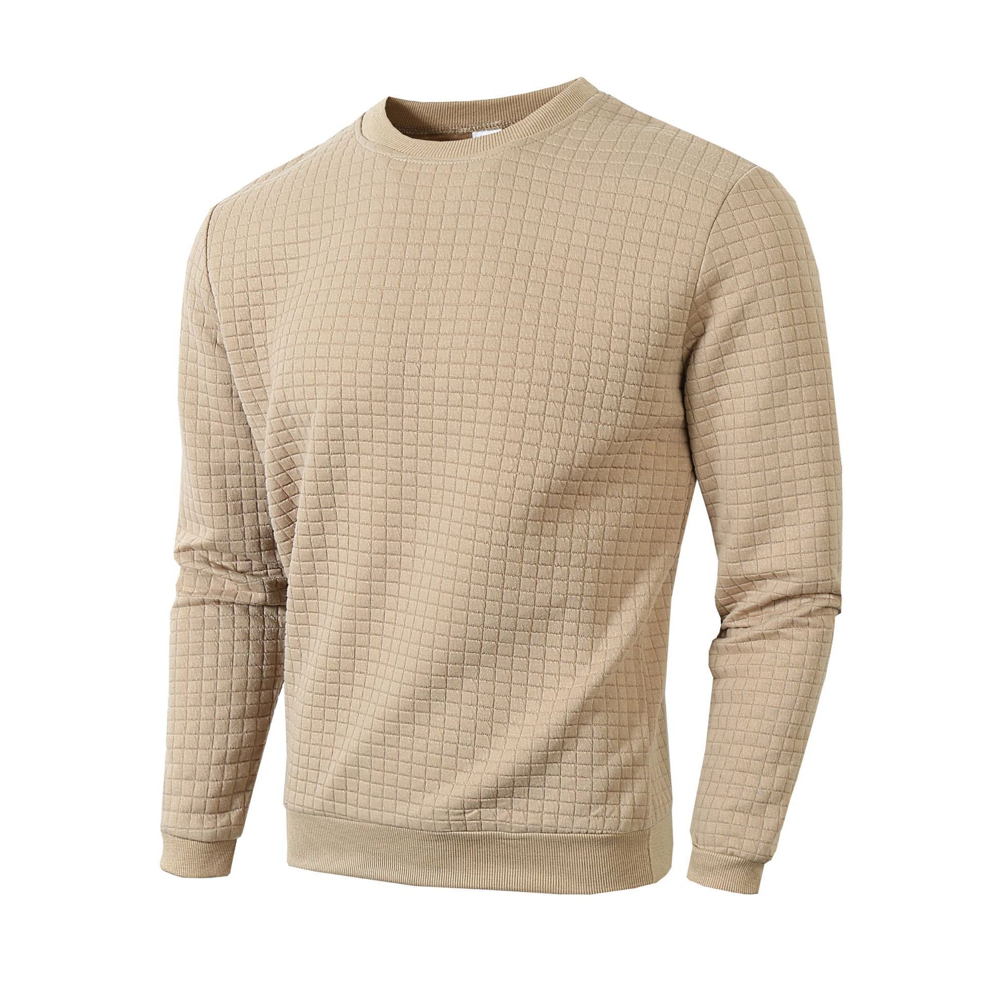 Big & Tall Men's Slim Fit Solid Color Crewneck Long Sleeve Small Square Casual Base Wear S-3XL