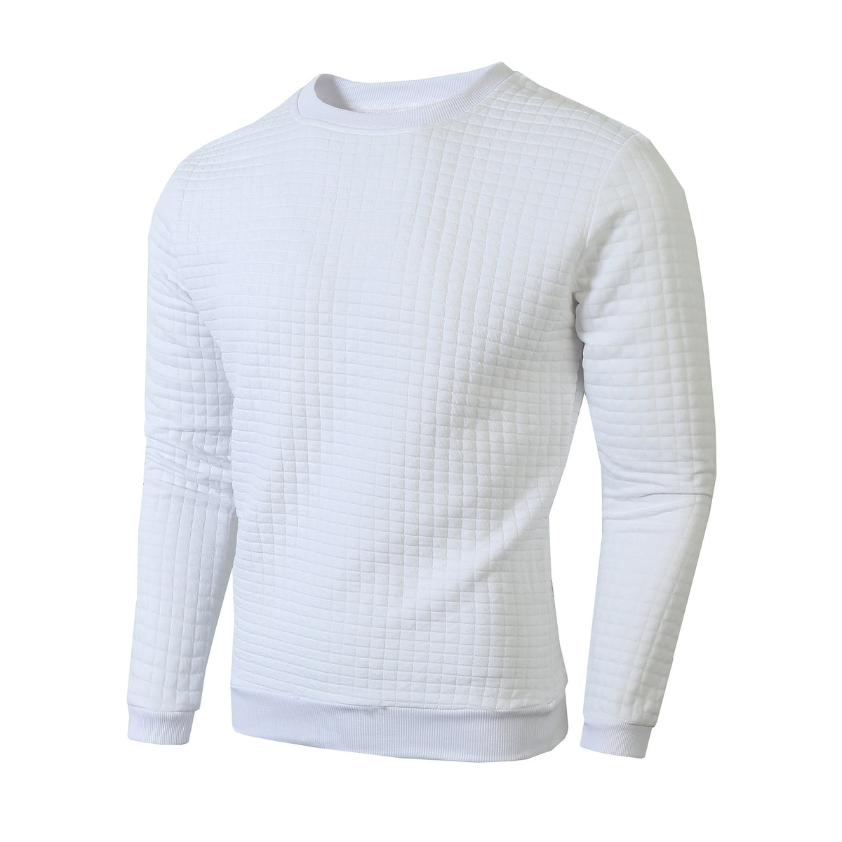 Big & Tall Men's Slim Fit Solid Color Crewneck Long Sleeve Small Square Casual Base Wear S-3XL