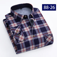 Big & Tall Men's Double-sided Velvet Padded Plaid Long Sleeve Shirt L-8XL