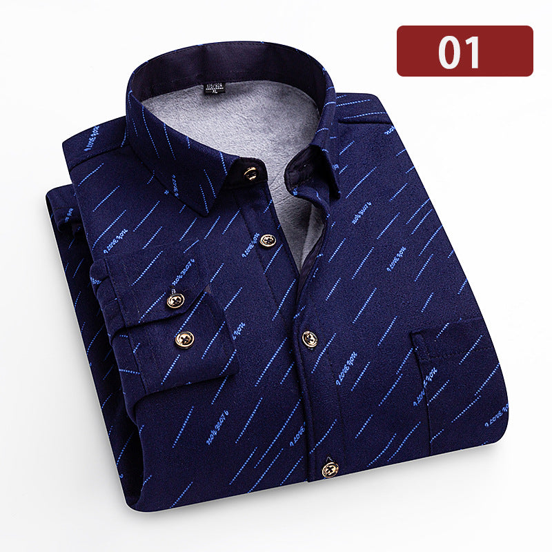 Big & Tall Men's Double-sided Velvet Padded Plaid Long Sleeve Shirt L-8XL