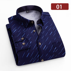 Big & Tall Men's Double-sided Velvet Padded Plaid Long Sleeve Shirt L-8XL