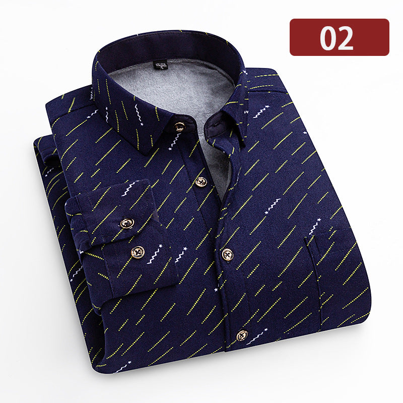 Big & Tall Men's Double-sided Velvet Padded Plaid Long Sleeve Shirt L-8XL