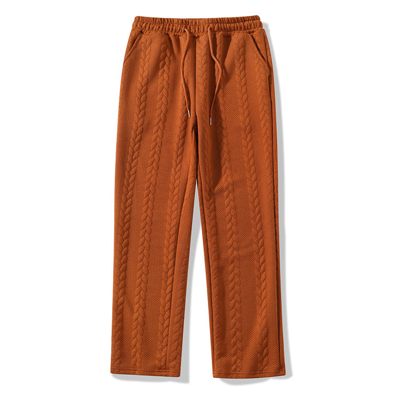 Big & Tall Men's Solid Color Tether Jacquard Knit Straight Pants XS-2XL