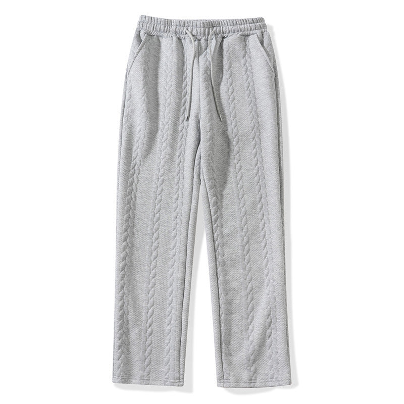 Big & Tall Men's Solid Color Tether Jacquard Knit Straight Pants XS-2XL