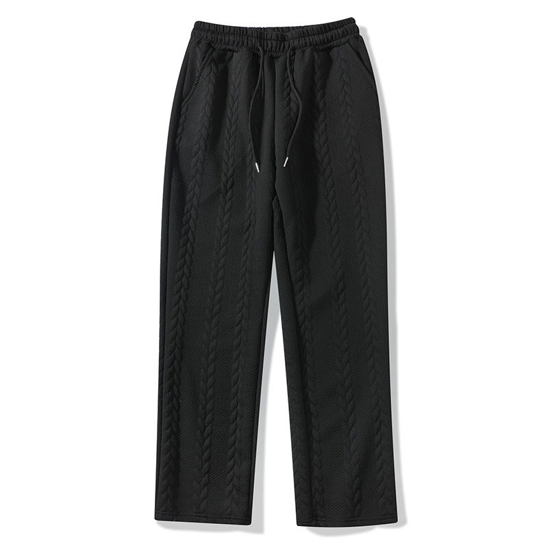 Big & Tall Men's Solid Color Tether Jacquard Knit Straight Pants XS-2XL