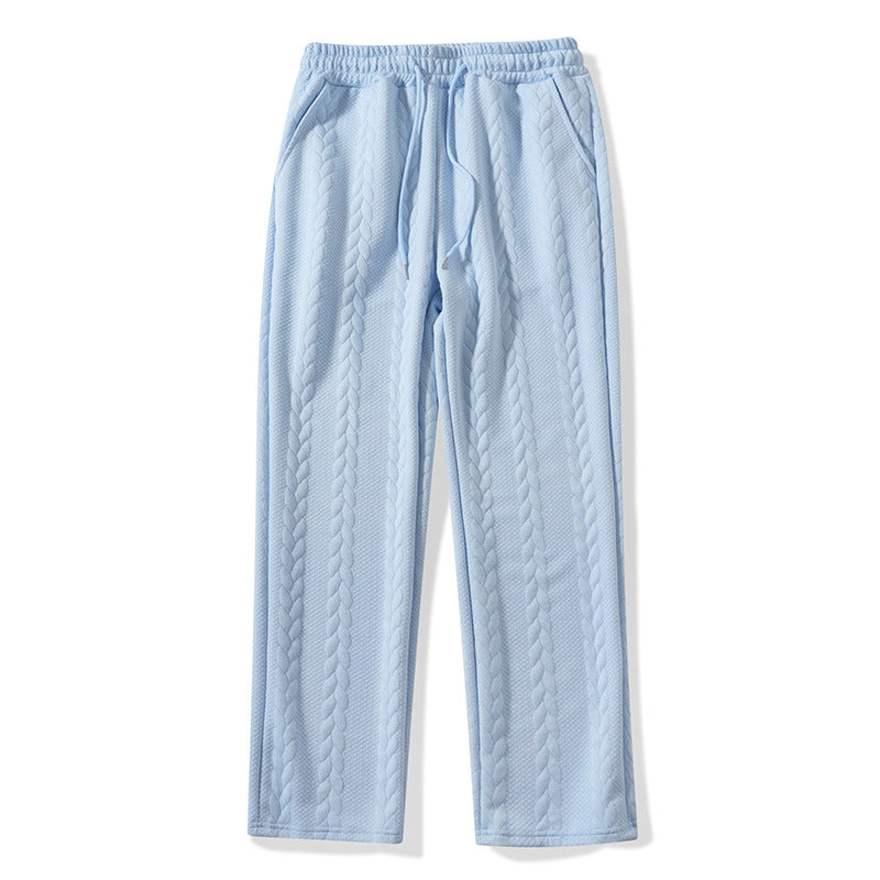 Big & Tall Men's Solid Color Tether Jacquard Knit Straight Pants XS-2XL