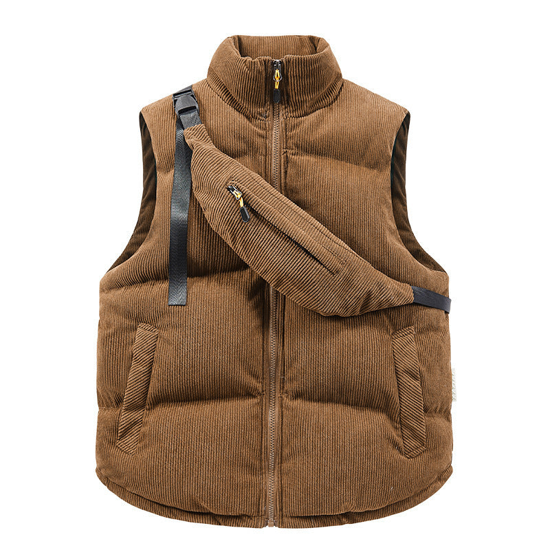 Big & Tall Men's Corduroy Cotton Vest With Satchel Coat M-3XL