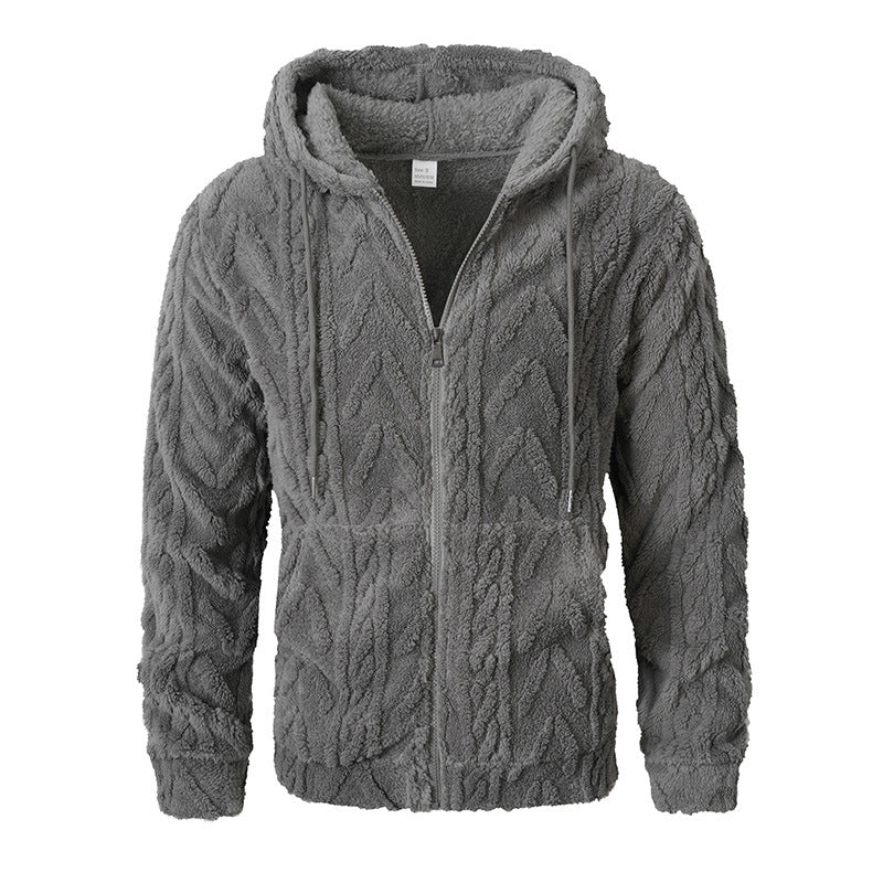 Big & Tall Men's Solid Color Mao Mao Twisted Hooded Jacket S-2XL