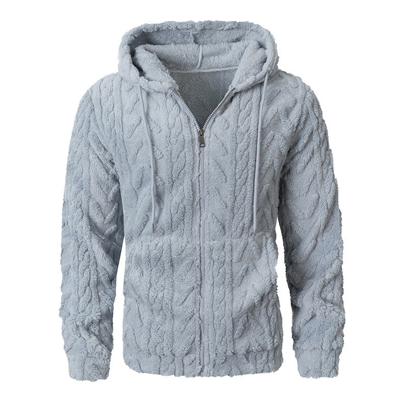 Big & Tall Men's Solid Color Mao Mao Twisted Hooded Jacket S-2XL