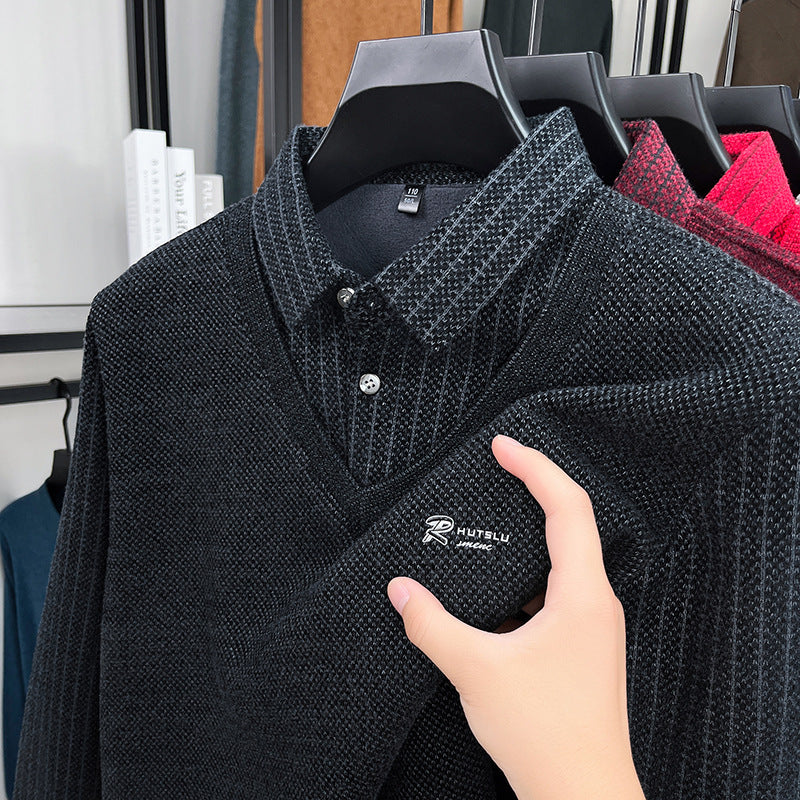 Big & Tall Men's Fake Two-piece Lapel Padded Sweater M-4XL