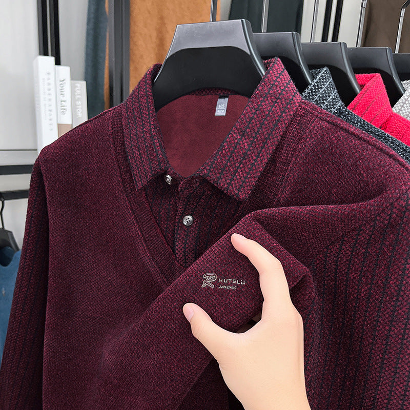 Big & Tall Men's Fake Two-piece Lapel Padded Sweater M-4XL