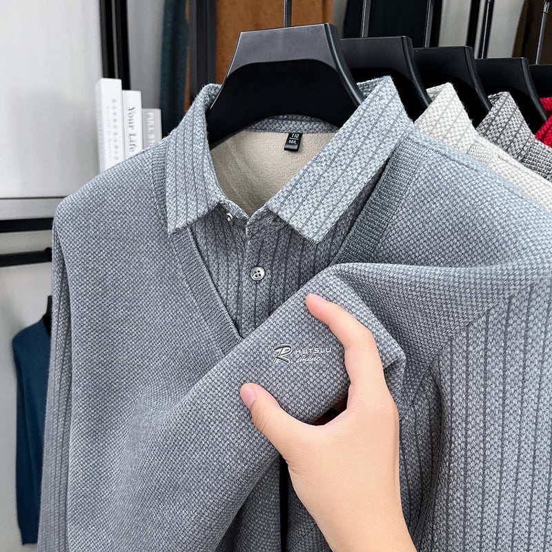 Big & Tall Men's Fake Two-piece Lapel Padded Sweater M-4XL