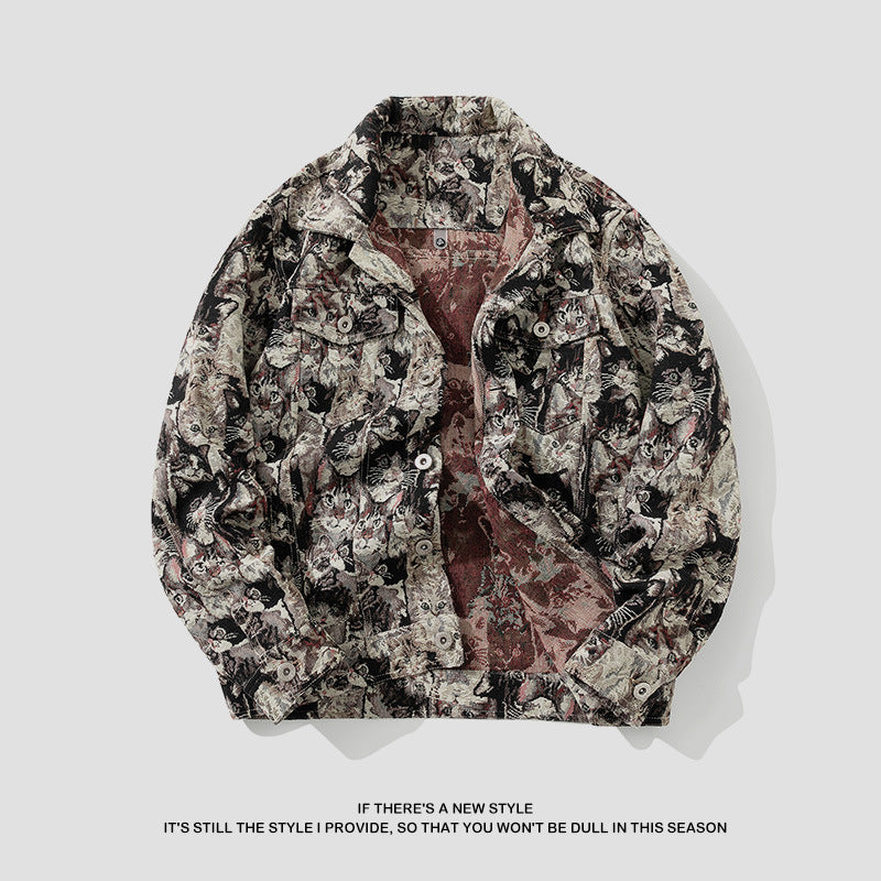 Big & Tall Men's Embroidered Denim Jacket Coat M-4XL