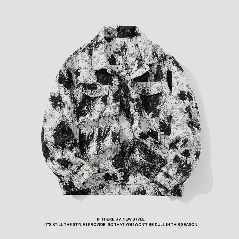 Big & Tall Men's Embroidered Denim Jacket Coat M-4XL