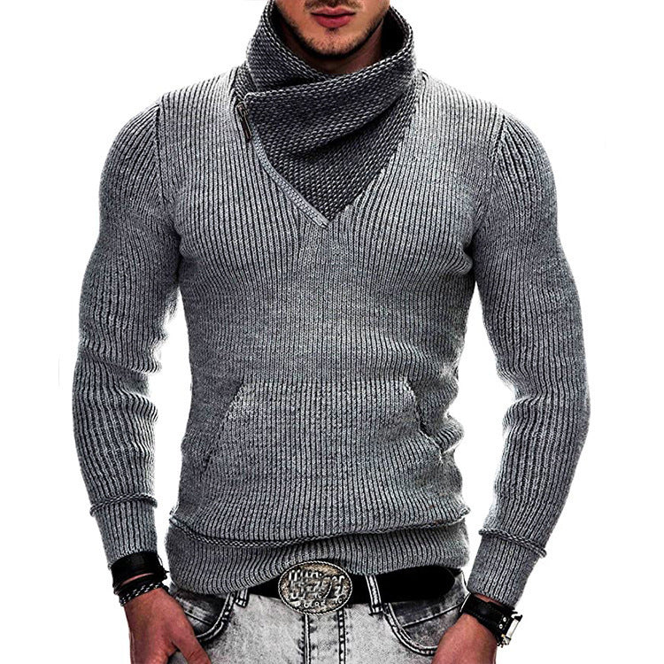 Big & Tall Men's Turtleneck Pocket Knitwear Long Sleeve Sweater S-3XL