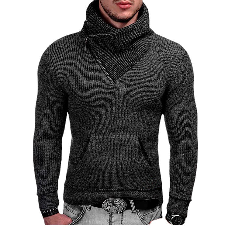 Big & Tall Men's Turtleneck Pocket Knitwear Long Sleeve Sweater S-3XL