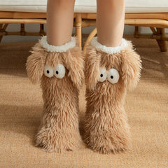 Big Eyes Lamb Fleece Floor Socks Indoor Anti-Slip Snow Socks