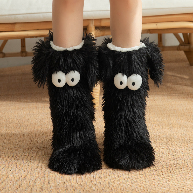 Big Eyes Lamb Fleece Floor Socks Indoor Anti-Slip Snow Socks