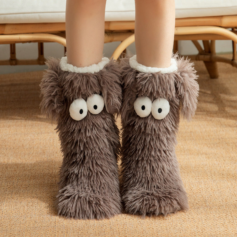 Big Eyes Lamb Fleece Floor Socks Indoor Anti-Slip Snow Socks
