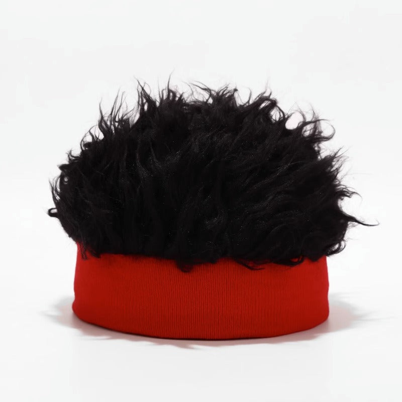 Winter One-piece Knitted Hat Funny Hip Hop Wig Hat