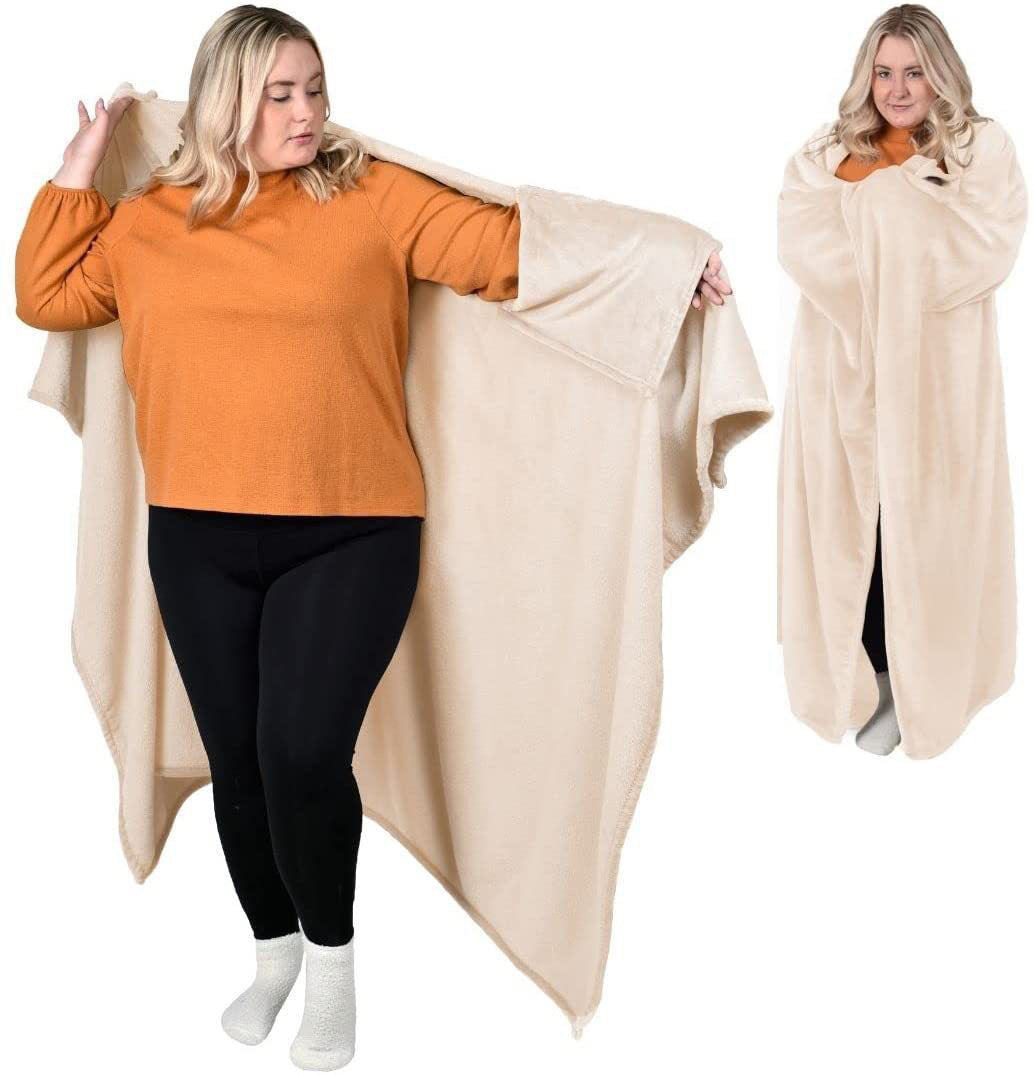 Winter Flannel Thickened Lazy Blanket Wearable Cloak