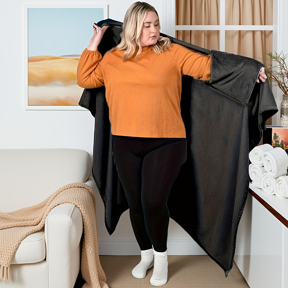 Winter Flannel Thickened Lazy Blanket Wearable Cloak