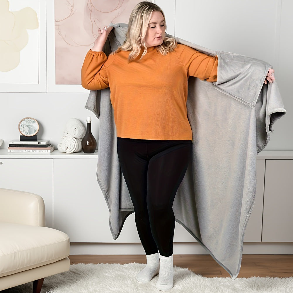 Winter Flannel Thickened Lazy Blanket Wearable Cloak