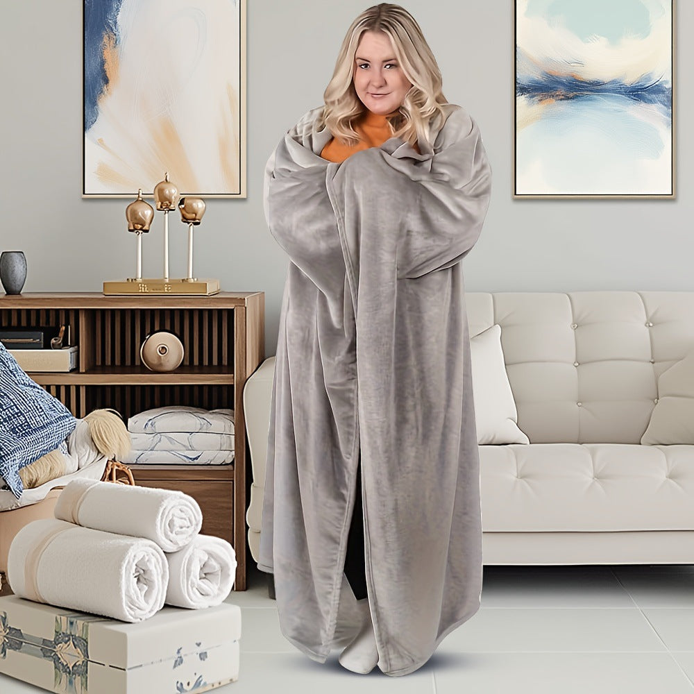 Winter Flannel Thickened Lazy Blanket Wearable Cloak
