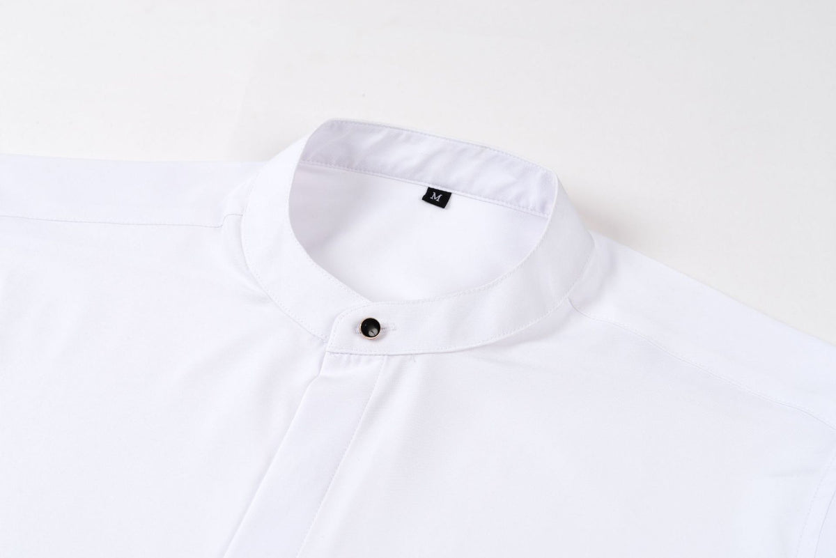 Big & Tall Men's Solid Color Retro Collar Long Sleeve Shirt S-3XL