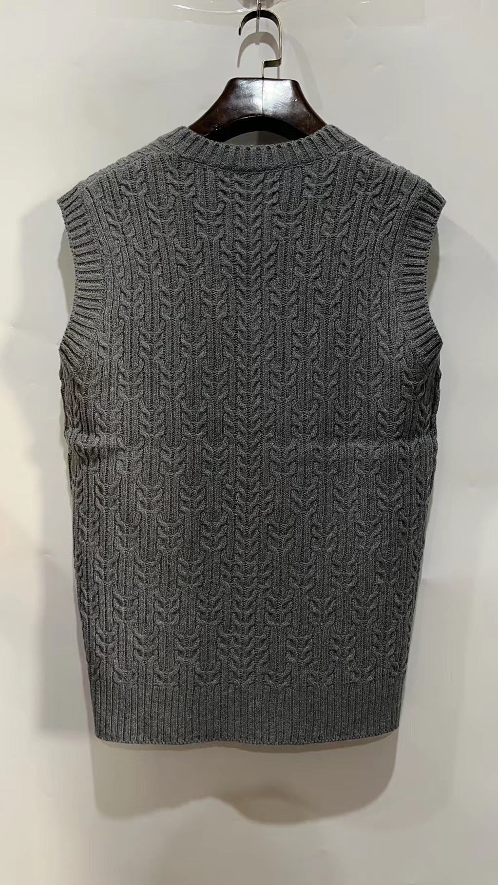 Big & Tall Men's Solid Color Twisted V-neck Knitted Waistcoat S-3XL