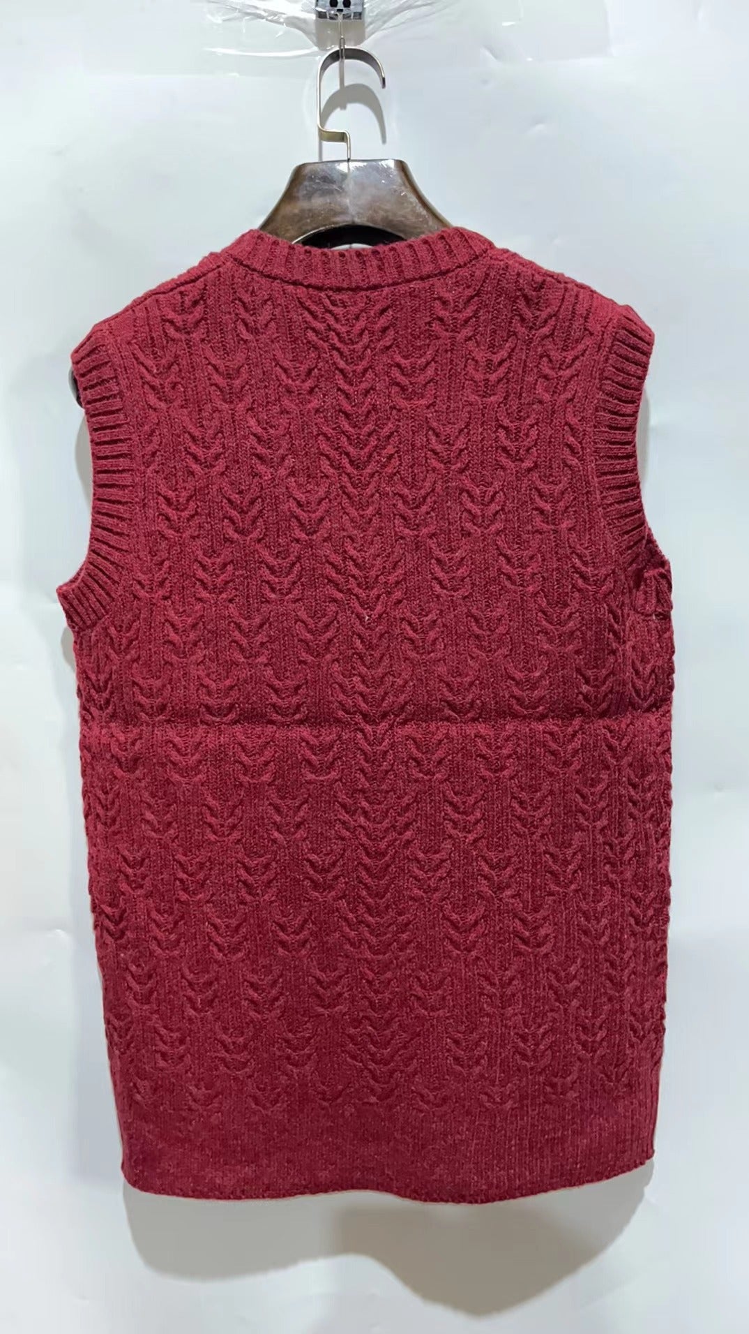 Big & Tall Men's Solid Color Twisted V-neck Knitted Waistcoat S-3XL