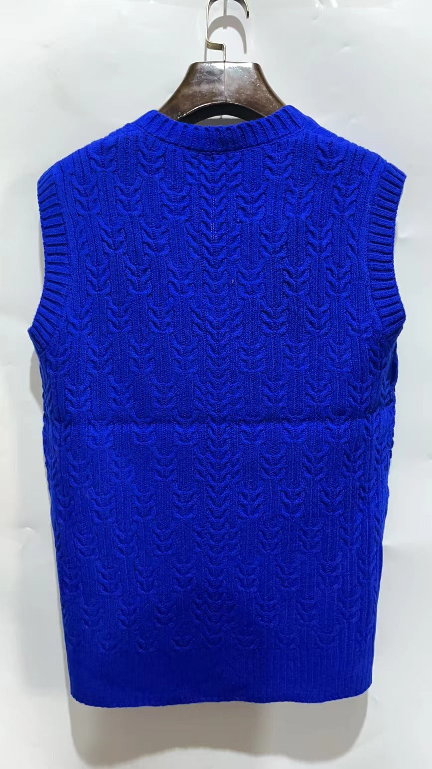 Big & Tall Men's Solid Color Twisted V-neck Knitted Waistcoat S-3XL